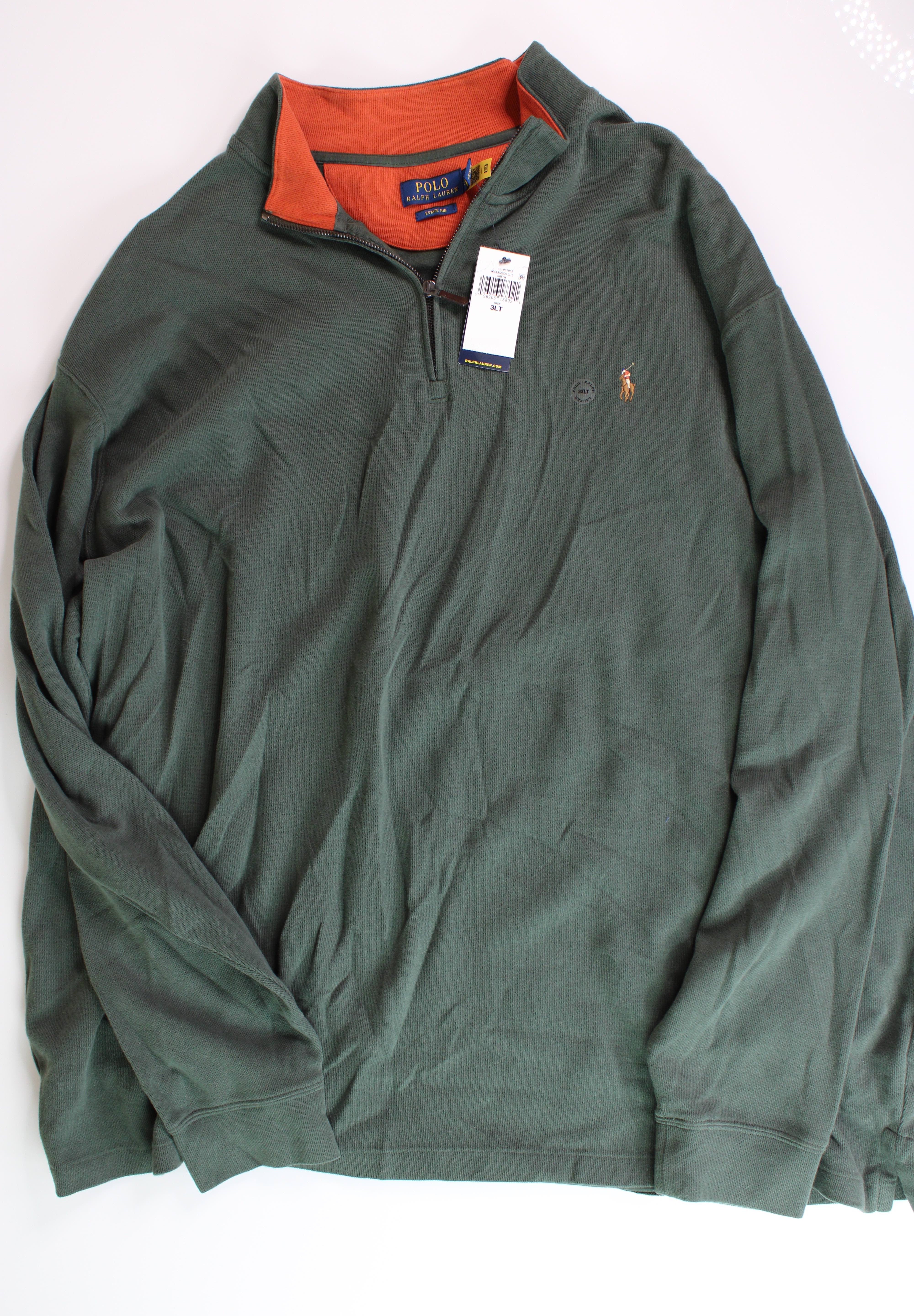 Polo Ralph Lauren Big & Tall Double-Knit Quarter-Zip Sweatshirt 3LT Green