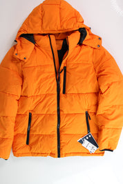 Men's Club Room Stretch Hooded Puffer Jacket  Orange Size Small