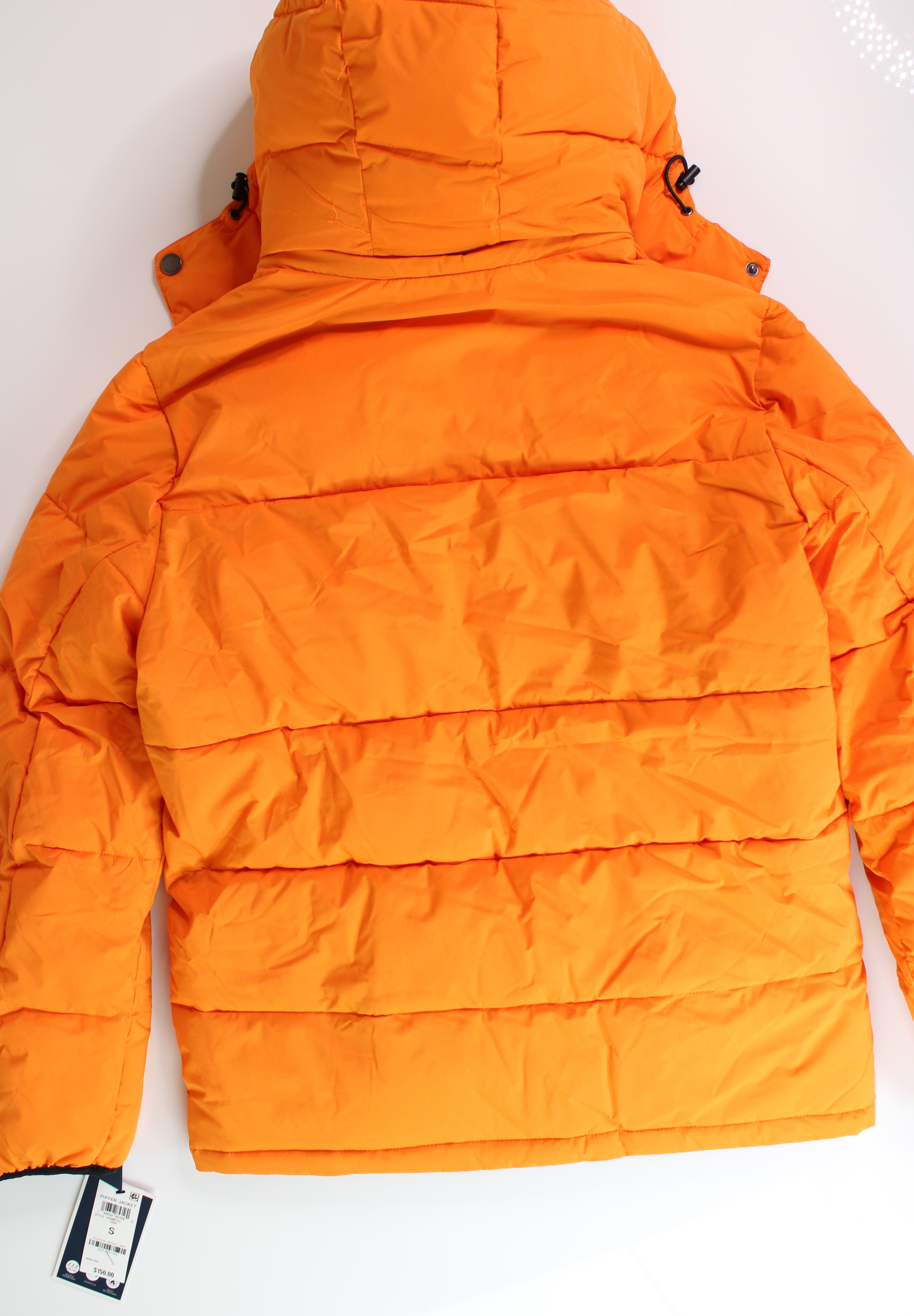 Club Room Mens Puffer Jacket Coat Medium Orange Stretch Solid