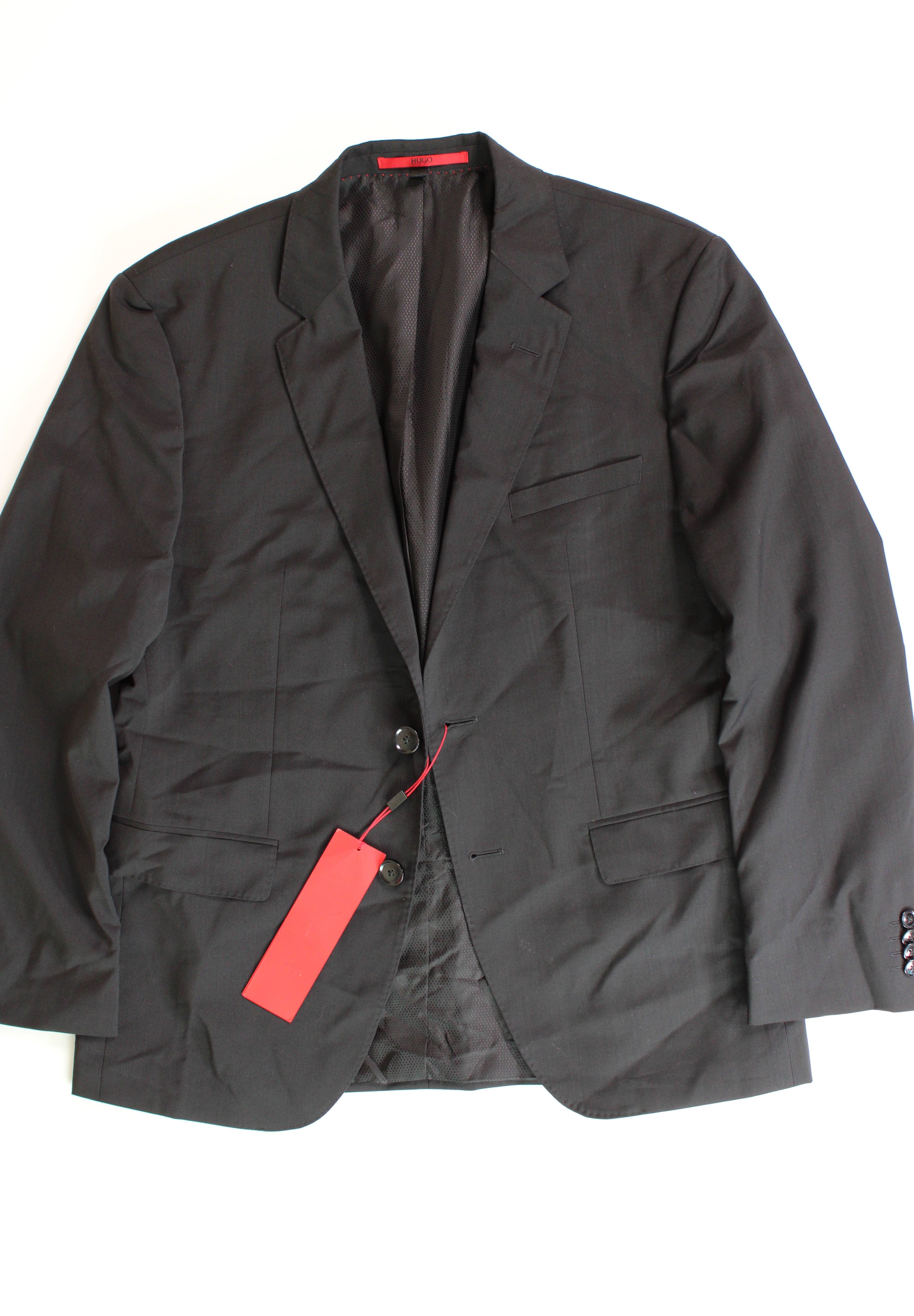 Hugo Boss Jeffrey Black Regular FIT Suit Jacket 44L Sport Coat Black