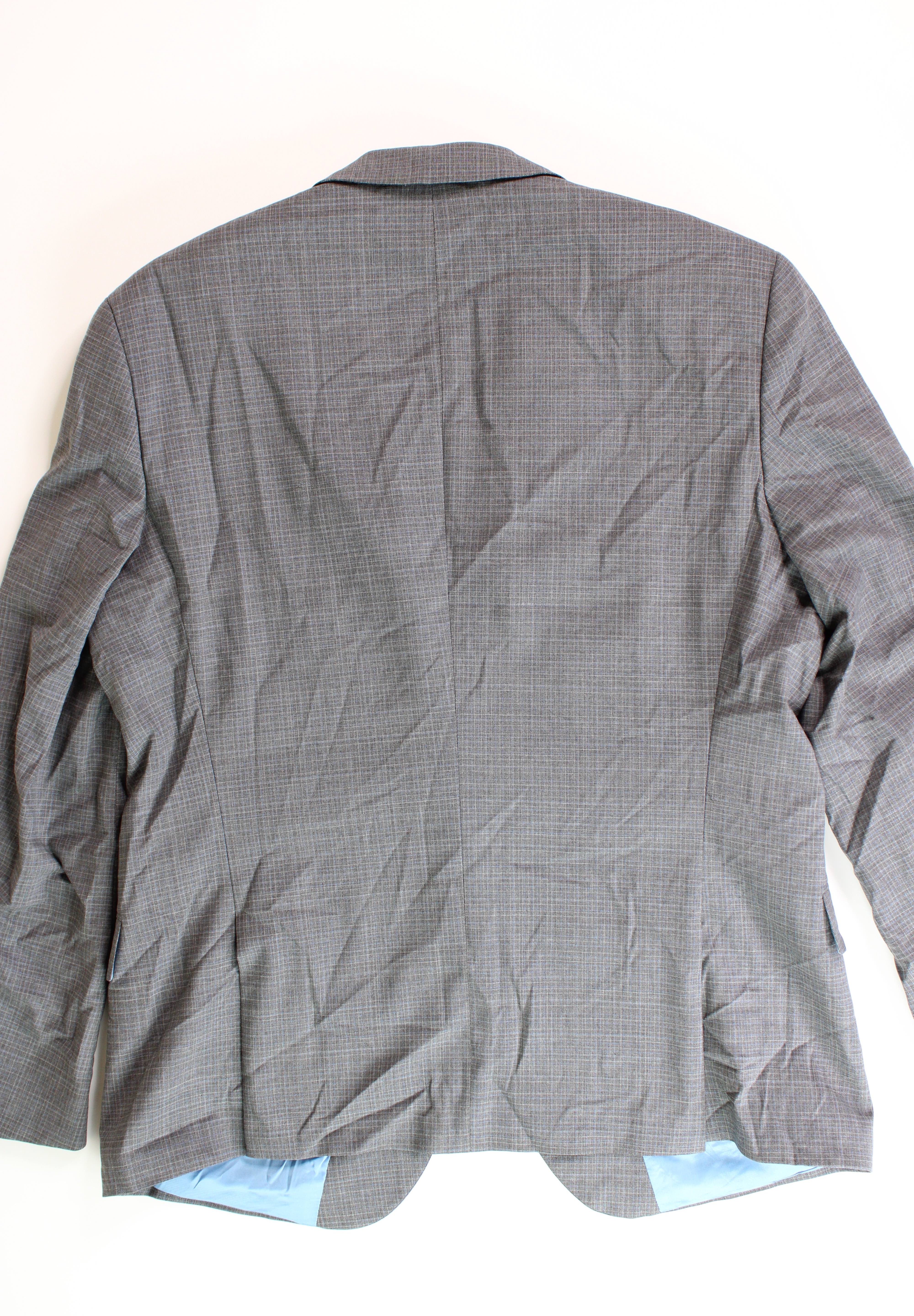 HUGO Men's Slim-Fit Stretch Mélange Wool Suit Jacket 46R Mid Grey