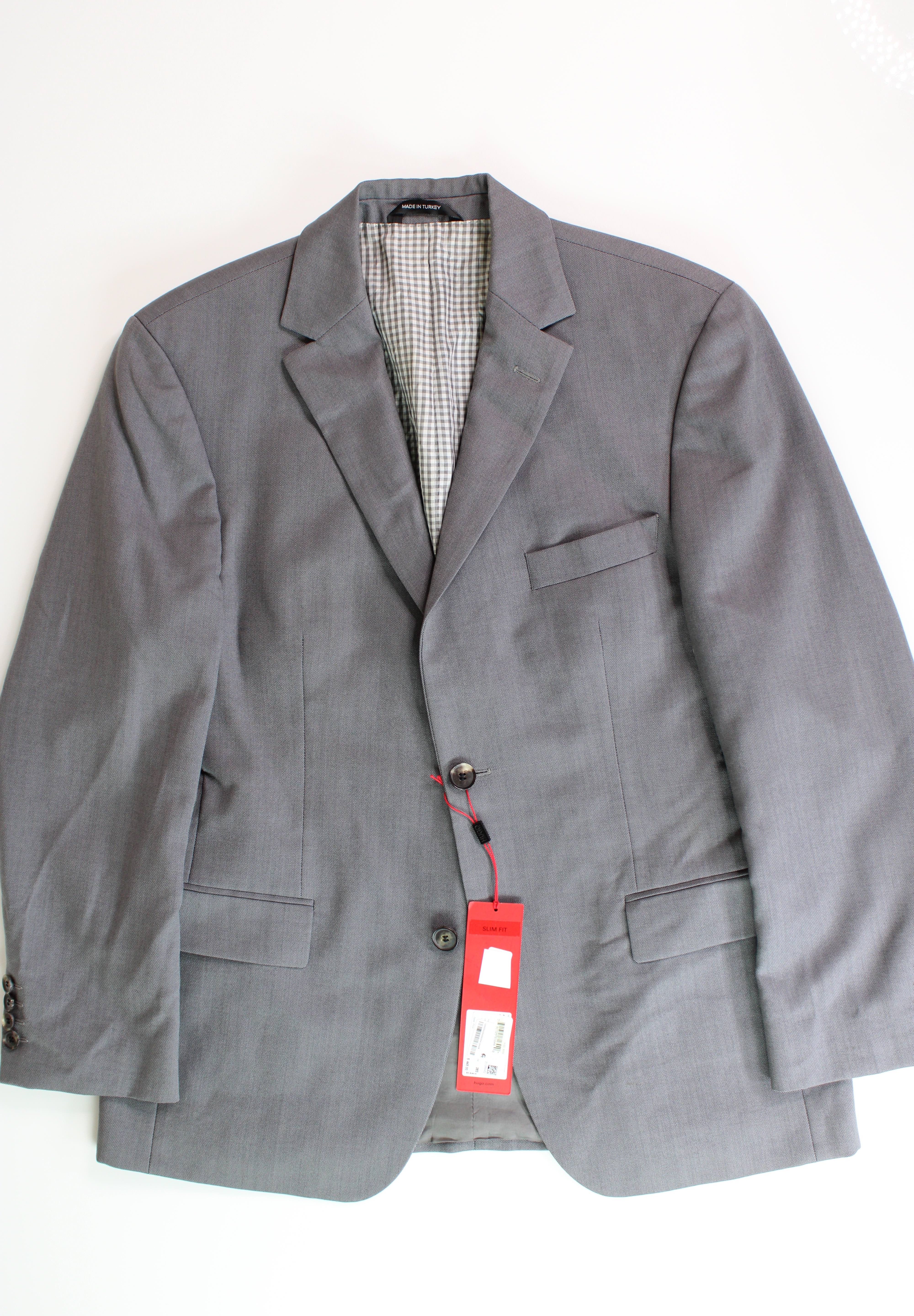 HUGO Men's Slim-Fit Stretch Mélange Wool Suit Jacket 38S Mid Grey