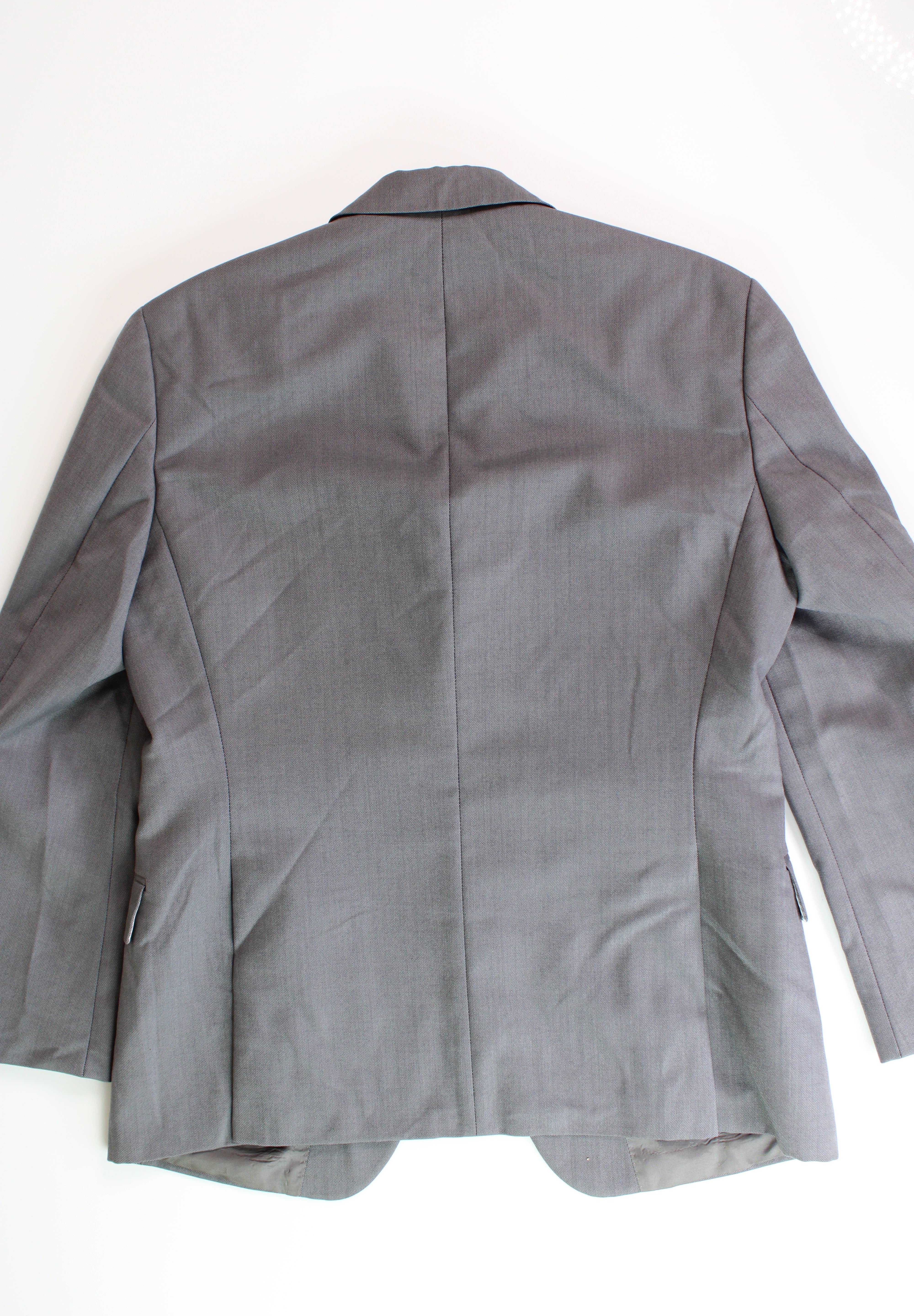 HUGO Men's Slim-Fit Stretch Mélange Wool Suit Jacket 38S Mid Grey