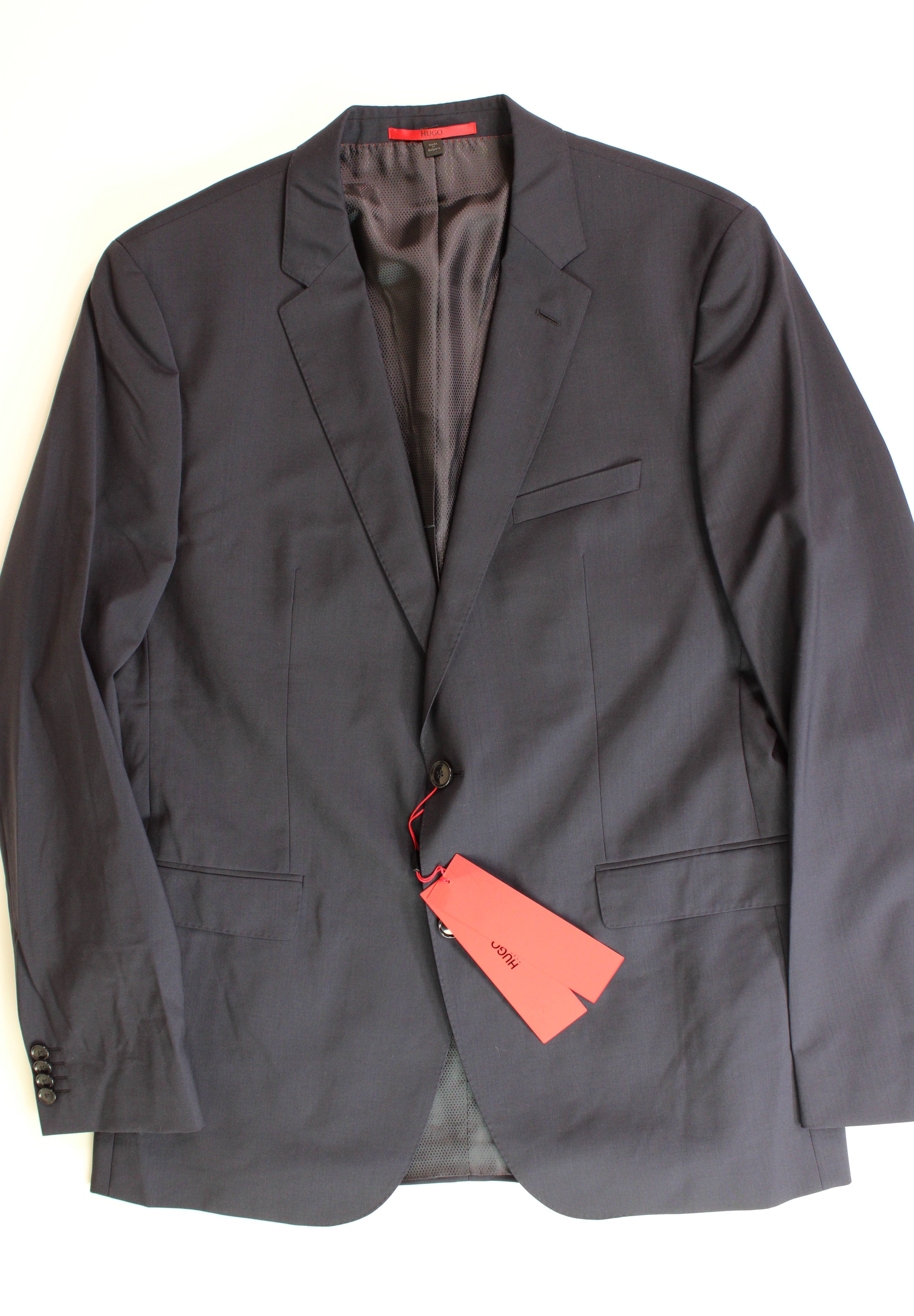 Hugo Boss Mens Jeffrey Modern Fit Suit Jacket Sport Coat 44L Navy Blue