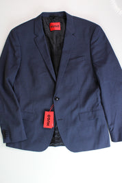 HUGO Boss Mens Henry Slim Fit Plaid Sportcoat 44R Navy Blue