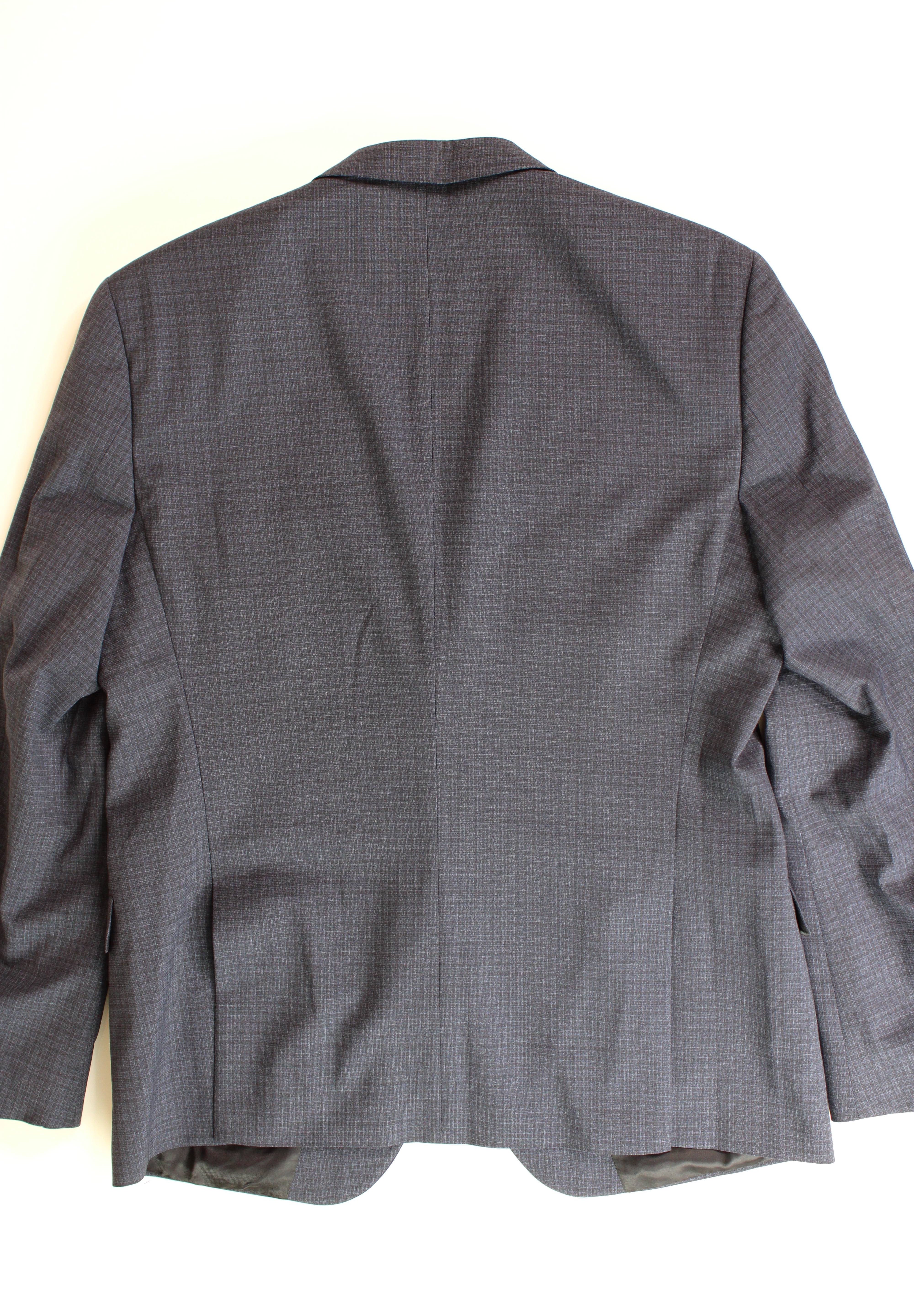 HUGO Boss Mens Henry Slim Fit Plaid Sportcoat 44R Navy Blue