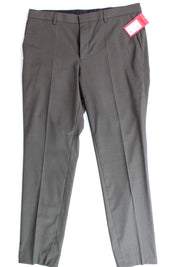 HUGO Boss Mens Slim-Fit Olive Green Wool Dress Pants 34 x 32