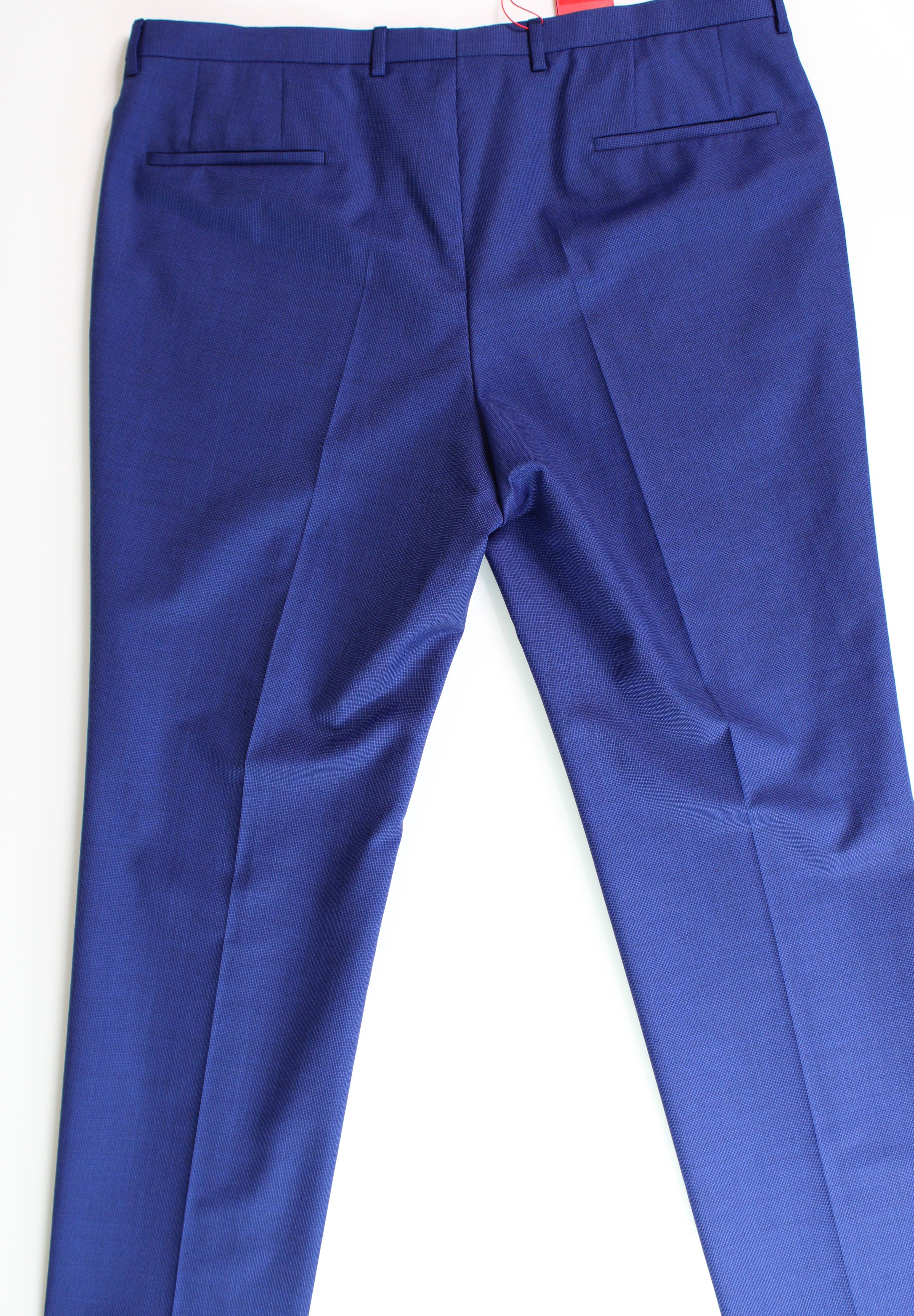 HUGO BOSS Mens Simmons Modern-Fit Bold Blue Dress Pants 40 x 32