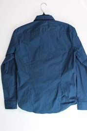 Hugo Boss Mens Logo Slim Fit Button down Shirt Dark Blue Medium