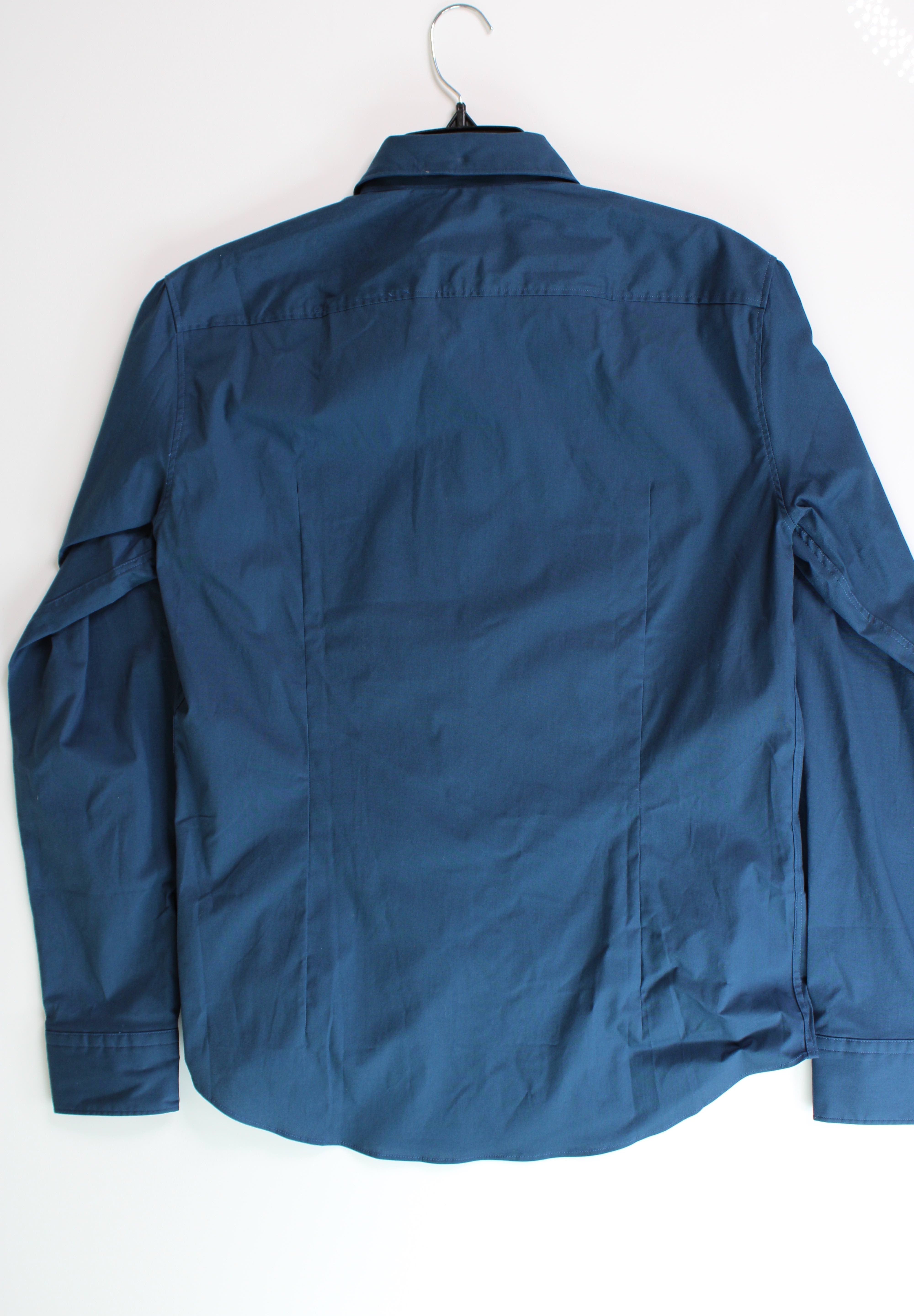 Hugo Boss Mens Logo Slim Fit Button down Shirt Dark Blue Medium