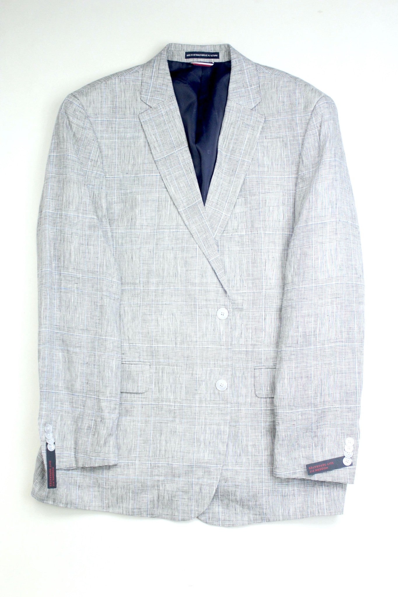 Tommy Hilfiger Linen Modern Fit Sport Coat 42S Grey Plaid
