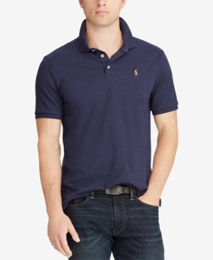 Polo Ralph Lauren Men's Classic Fit Polo Henley Shirt Navy Blue Heather 4XL
