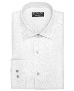 Alfani Mens Athletic fit Dress Shirt Medium 15-15.5 34-35 White Solid