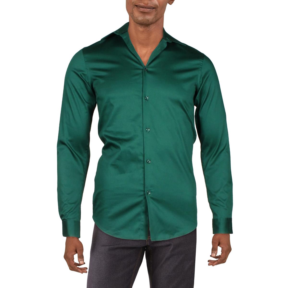 International Concepts Mens Long-Sleeve Tuxedo Shirt Rain Forest Green XS