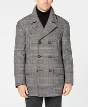 Lauren Ralph Lauren Mens Luke Double Breasted Peacoat Coat 36 S White Plaid