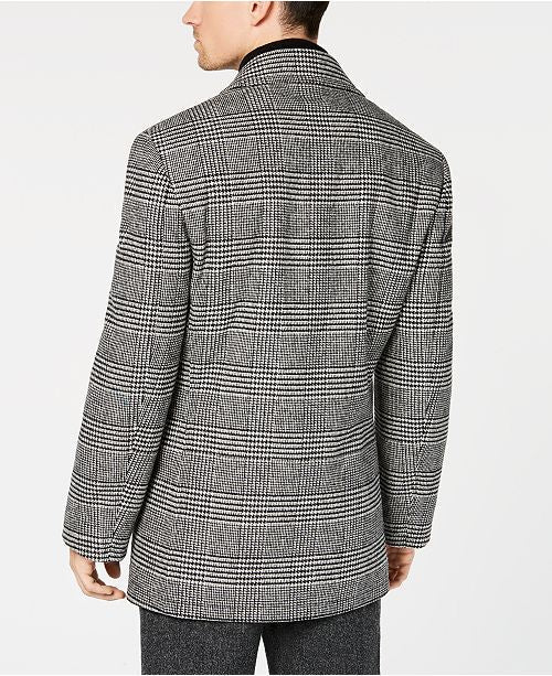 Lauren Ralph Lauren Mens Luke Double Breasted Peacoat Coat 36 S White Plaid
