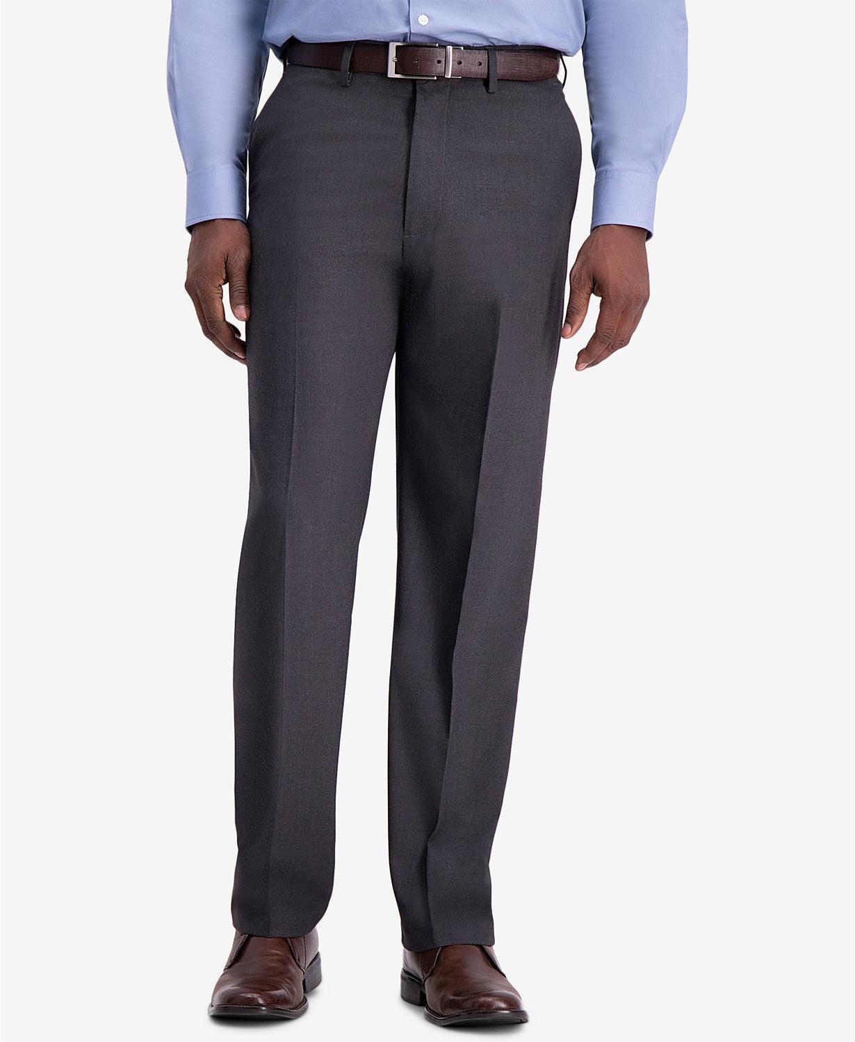 Haggar Mens Classic fit Dress Pants 36 / 32 Charcoal Grey Solid Stretch