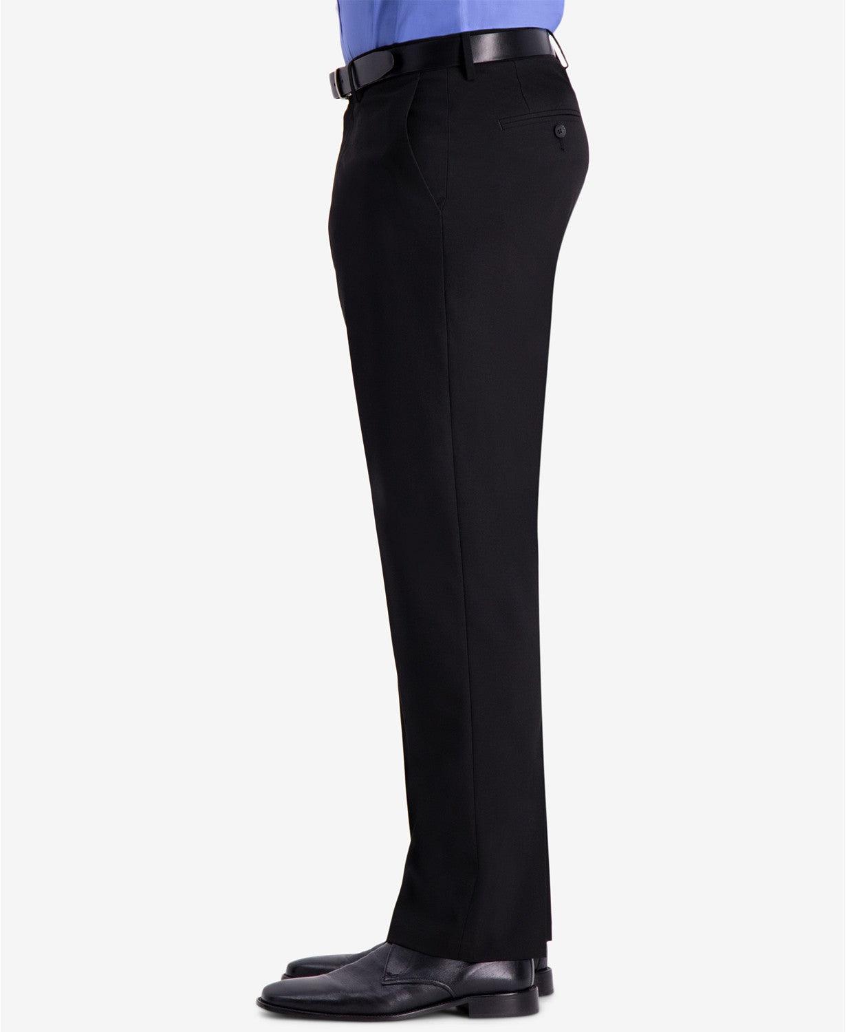 Haggar Mens Classic fit Dress Pants 42 / 32 Black Solid