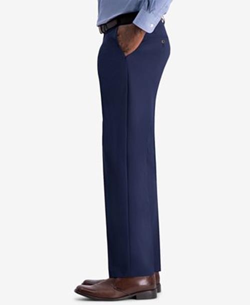 Haggar Mens Classic fit Dress Pants 34 / 29 Blue Solid Stretch