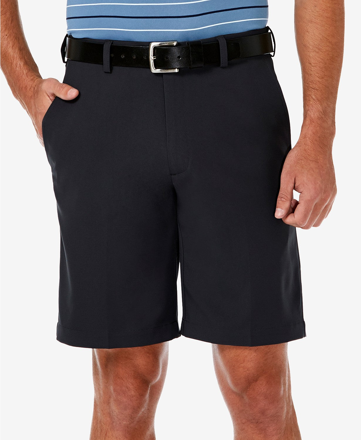 Haggar Mens Cool 18 PRO Classic Fit Pleated Shorts Black 40W