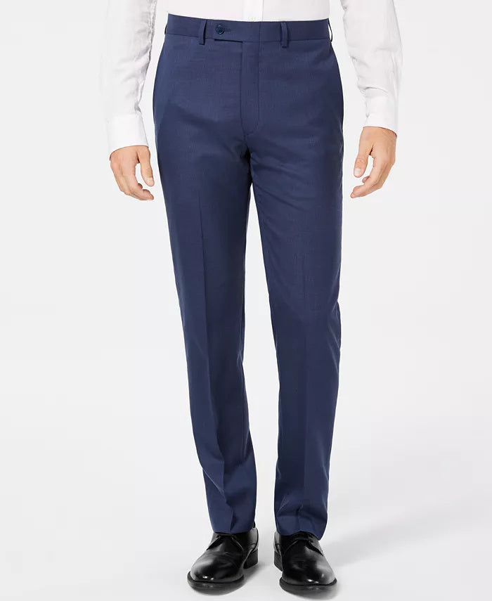 Calvin Klein Men's Slim Fit Solid Flat Front Suit Dress Pants Blue 32 x 32