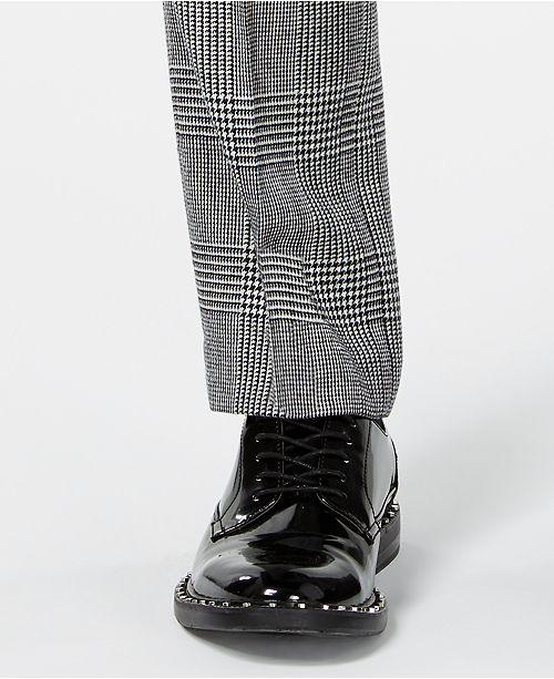 Bar Iii Men's Slim Fit  Plaid Suit Dress Pants Black White 32 x 34