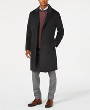 London Fog Signature Wool-Blend Overcoat Coat 40R Dark Charcoal Grey