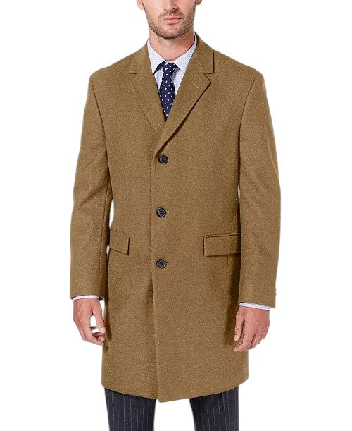 Nautica Men's Classic-Fit Batten Overcoat Coat 44 S Camel