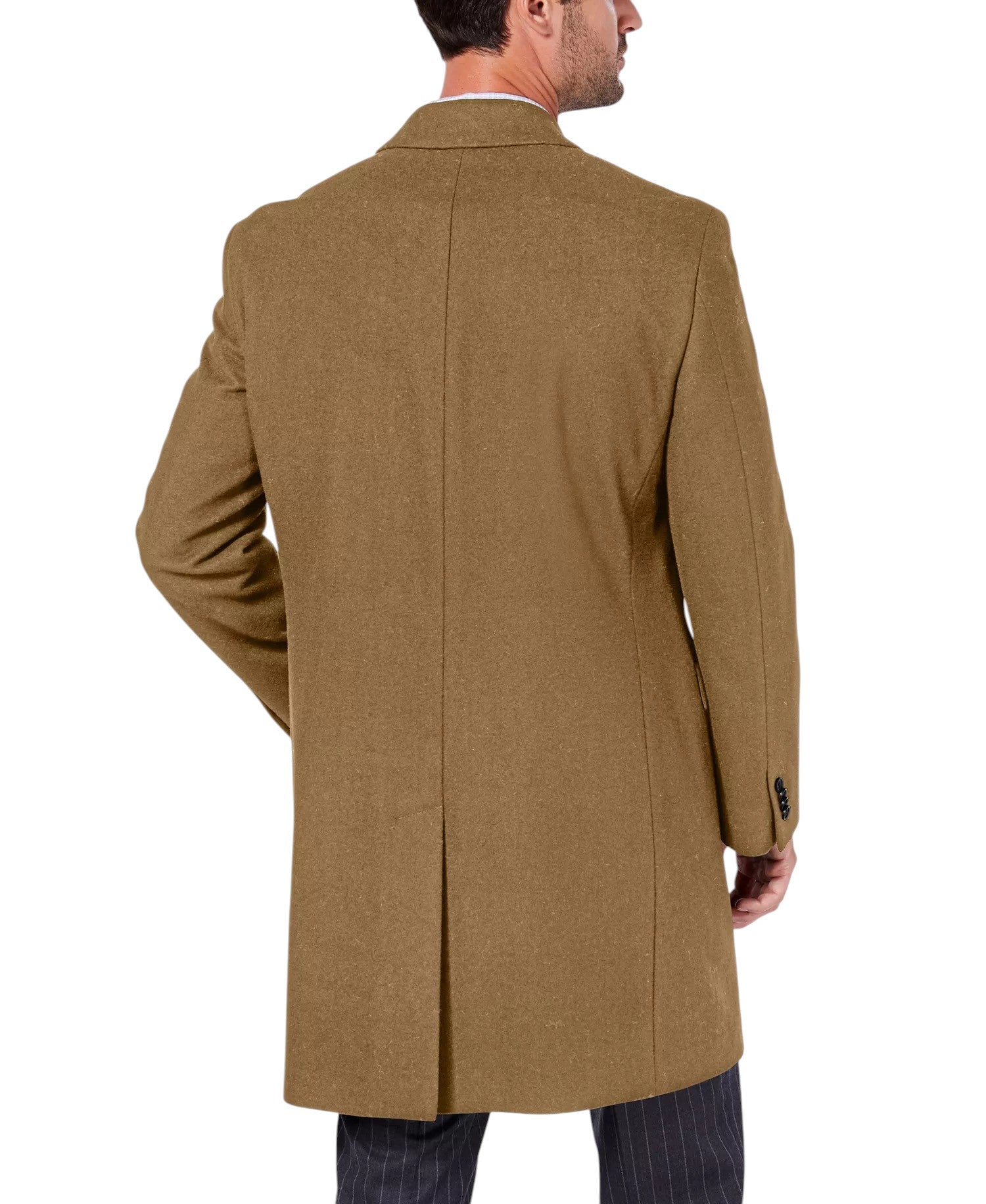 Nautica Mens Classic fit Overcoat Coat 36 R Camel Solid Wool