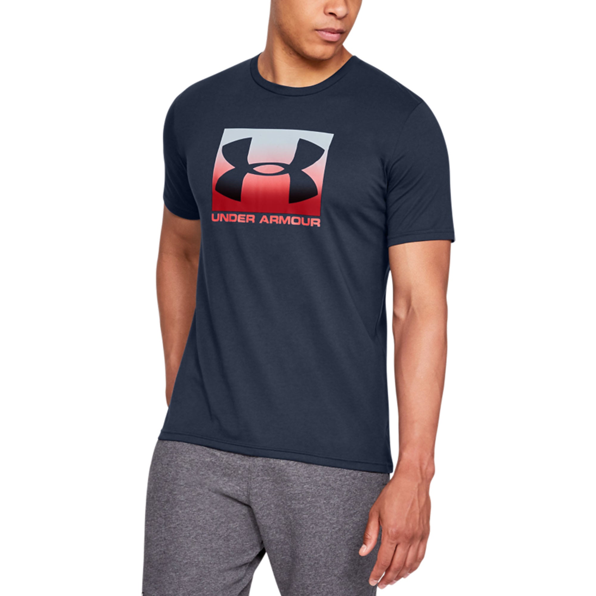 Men's Under Armour Sportstyle Boxed Logo T Shirt Medium Black Graphite