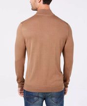 Club Room Men's Regular-Fit 1/4-Zip Sweater XL Light Brown Merino Wool