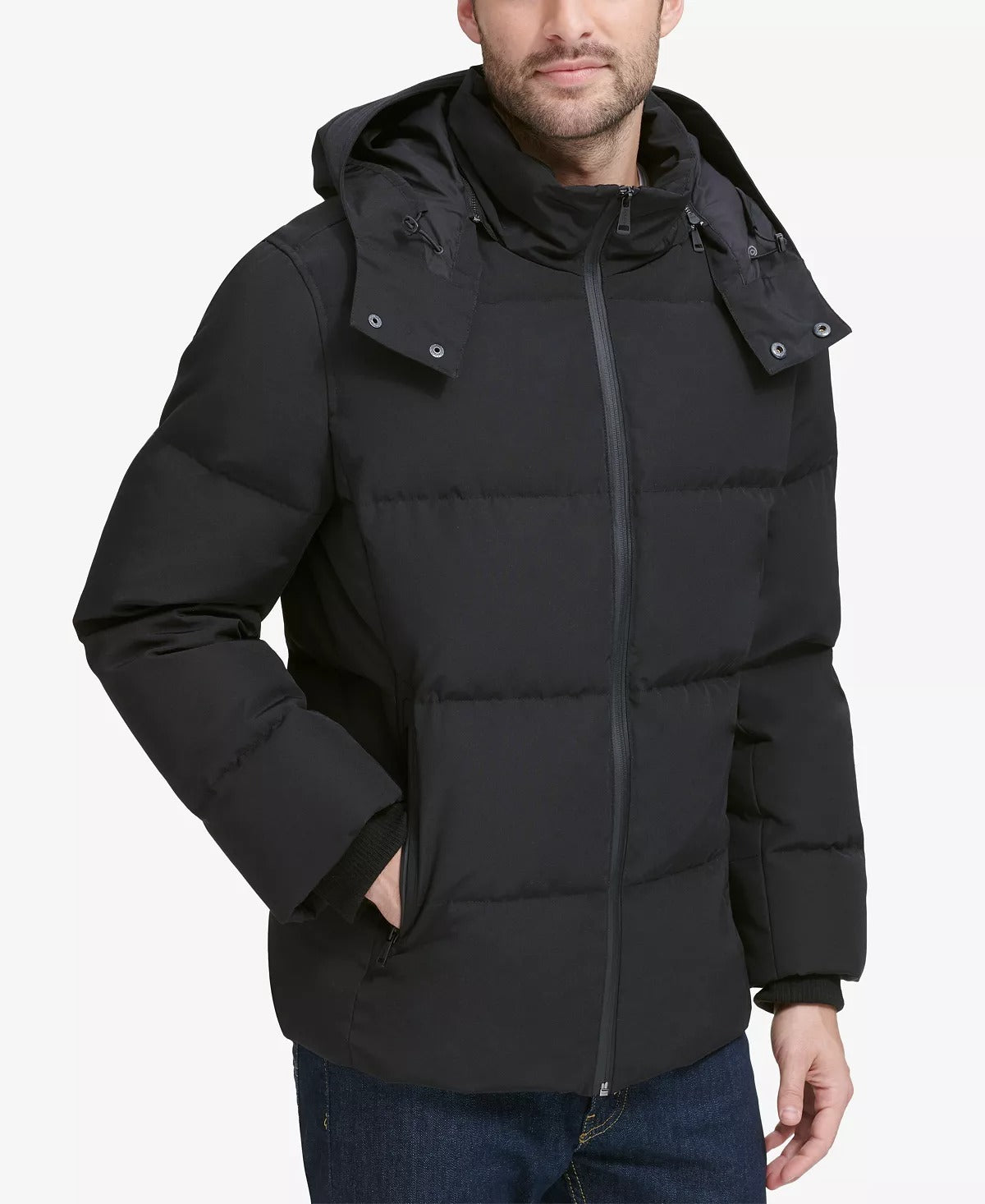 Cole Haan Men's Kenny Puffer Parka Jacket Black Medium