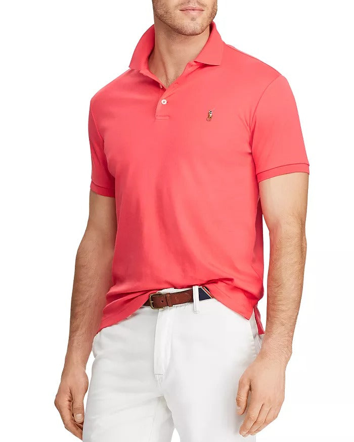 Polo Ralph Lauren Mens Custom Slim Fit Polo Shirt Highland Rose Heather PInk XL
