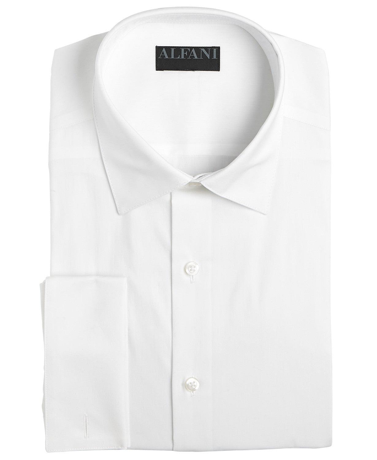 Alfani Mens Slim fit Dress Shirt Small 14-14.5 32-33 White Solid