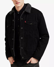 Levi's Men's Regular Fit Sherpa Denim Trucker Jacket Medium Black