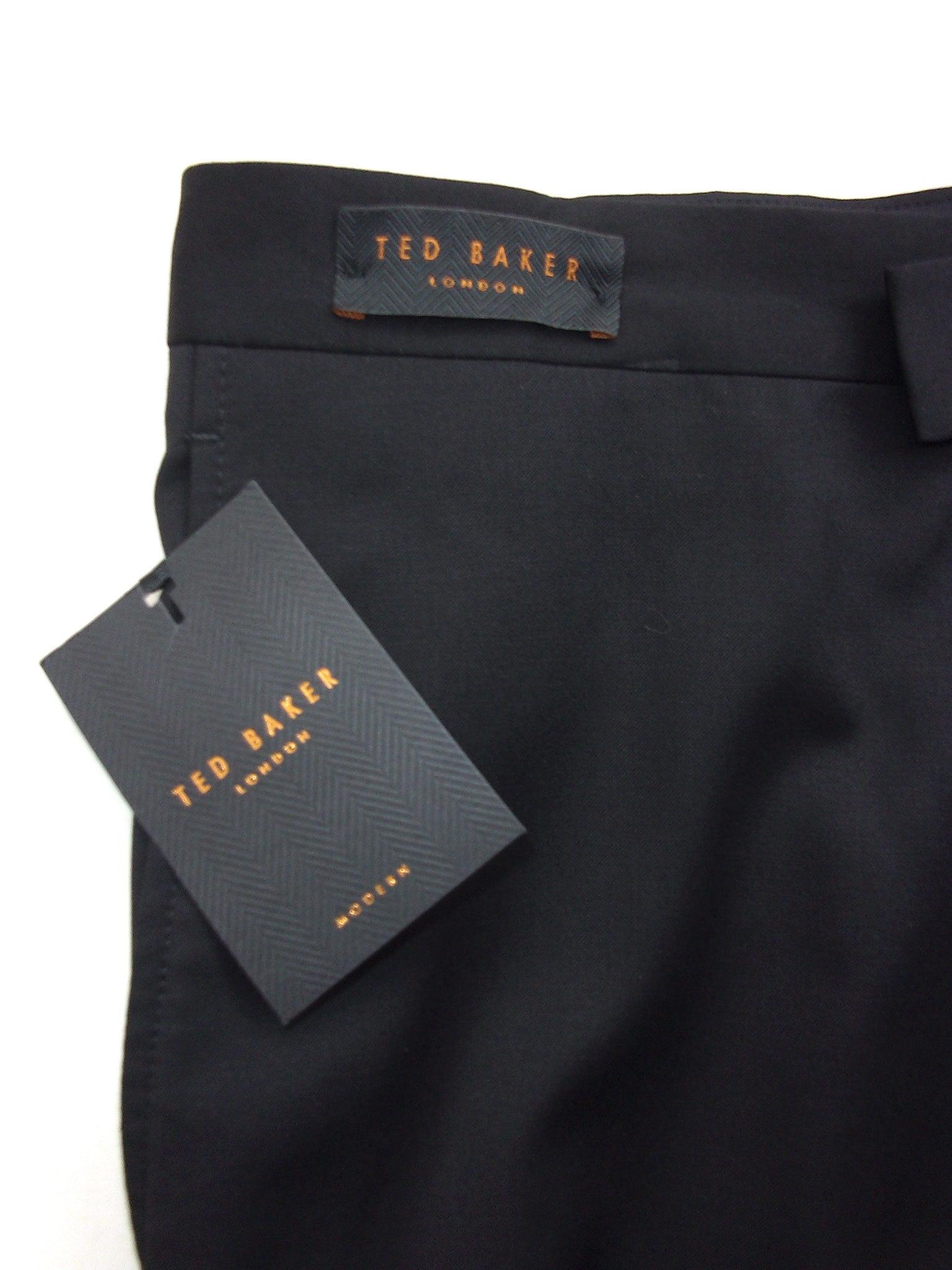 TED BAKER Josh Wool Slim Fit Tuxedo Dress Pants Size 32 Flat Front Black