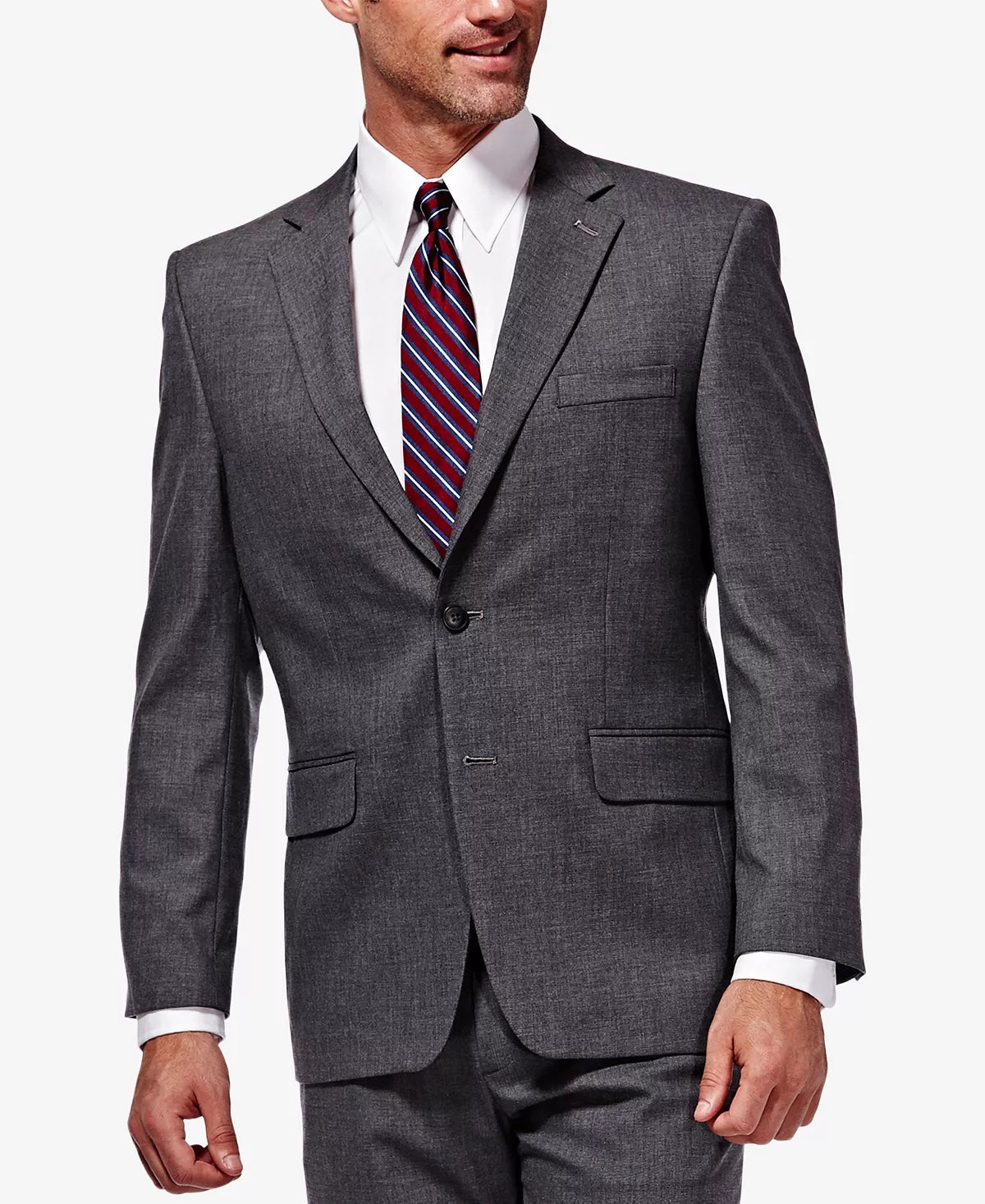 Haggar Mens Classic fit Suit Jacket Blazer 46 S Gray Solid