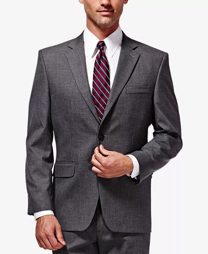 J.M. Haggar Mens Stretch Sharkskin Suit Jacket Medium Grey 40R