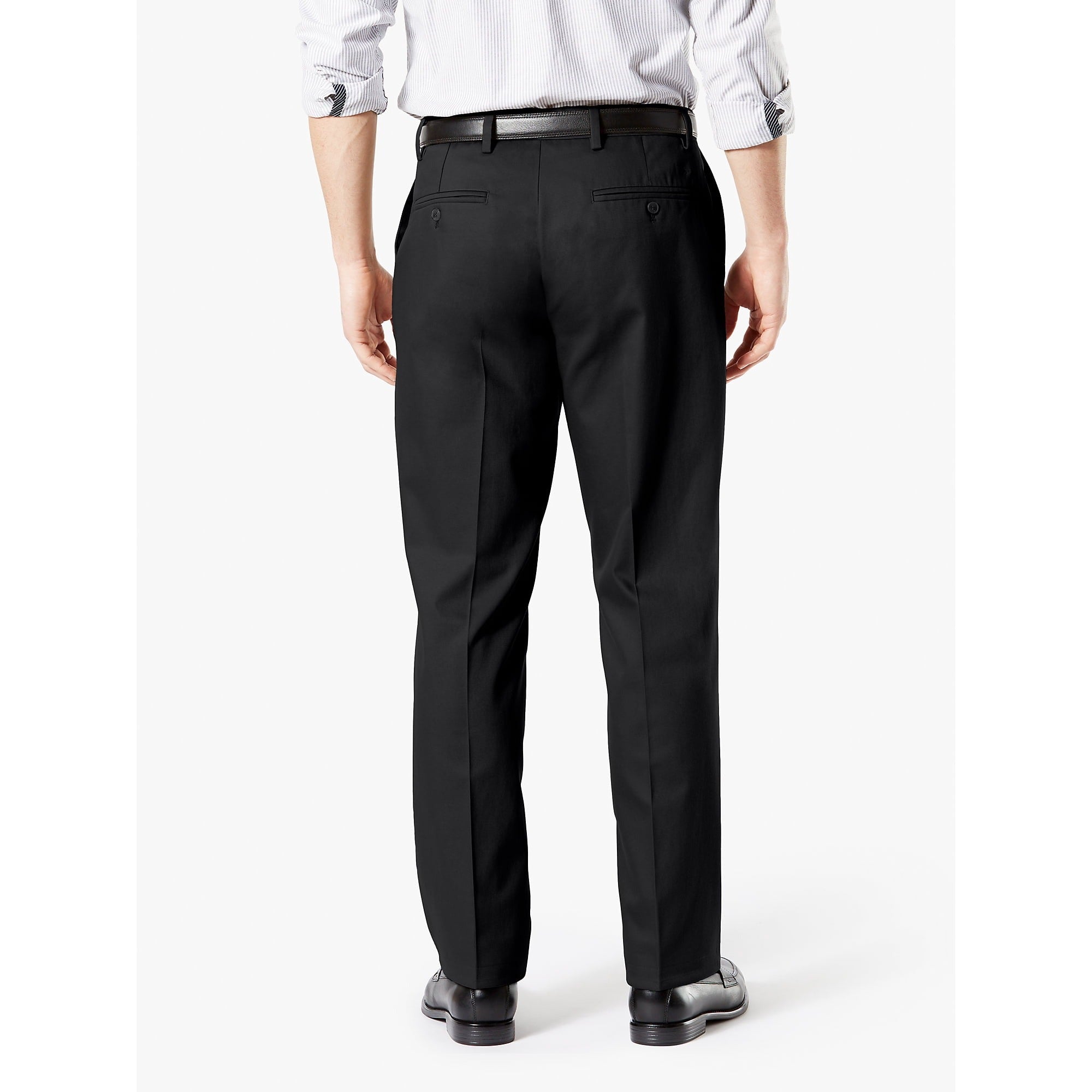 Dockers Mens Classic fit Casual Pants 38 / 34 Black Solid Stretch