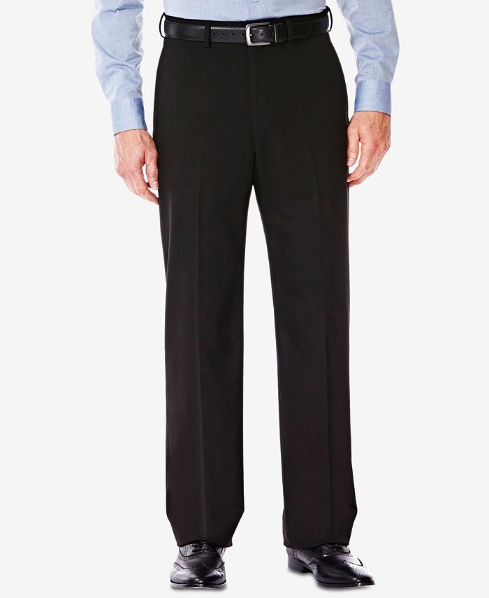 HAGGAR Men's Regular Fit Stretch Sharkskin Dress Pants 42 x 29 Black