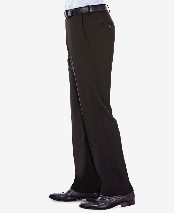 HAGGAR Men's Regular Fit Stretch Sharkskin Dress Pants 42 x 29 Black