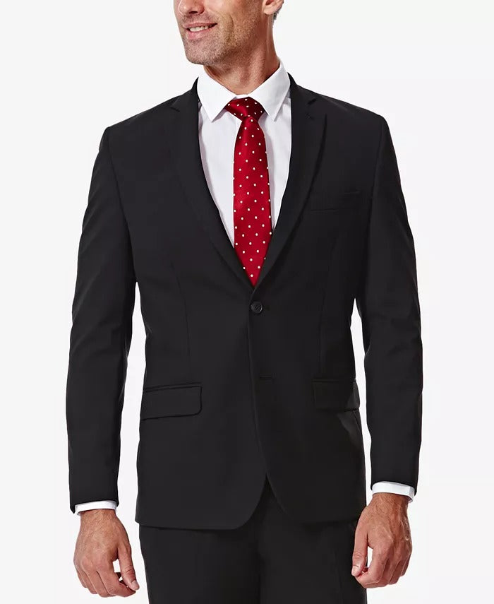 J.M. Haggar Mens 4 Way Stretch Suit Jacket Black 40S