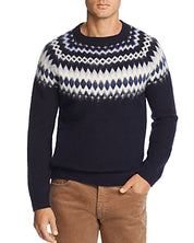The Men's Store Crew Neck Crewneck Sweater Large Blue Fair Isle