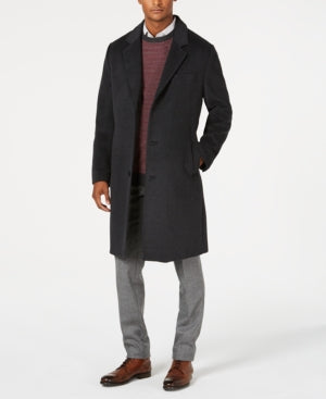 London Fog Mens Classic fit Overcoat Coat 42 R Grey Solid