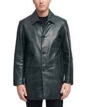 DKNY Mens Regular Fit Crocodile Imprint Walking Coat Jacket Green Small