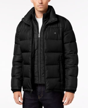 Calvin Klein Mens Puffer Jacket Coat Small Black Solid