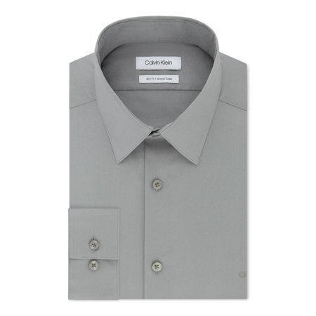 Calvin Klein Men's Slim Fit Stretch Dress Shirt Grey 16.5 / 36-37