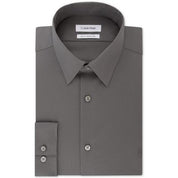 Calvin Klein Mens Slim fit Long Sleeve Button-Up Shirt Medium Grey Solid Stretch