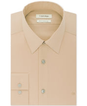 Calvin Klein Mens Slim fit Dress Shirt Medium 15.5 in 34-35 Brown Solid