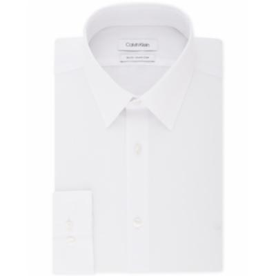 Calvin Klein Mens Slim Fit Stretch Flex Button Down Shirt White 15 34 35